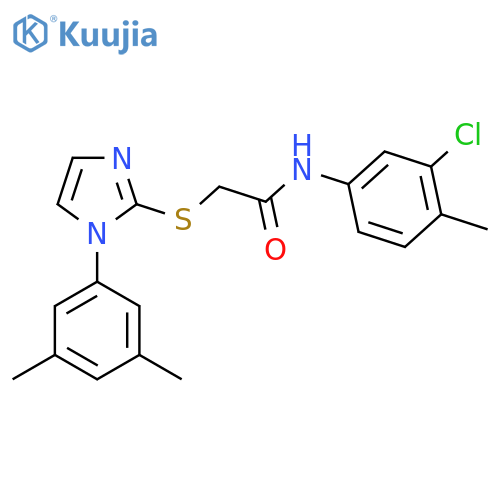 N-(3-chloro-4-methylphenyl)-2-{1-(3,5-dimethylphenyl)-1H-imidazol-2-ylsulfanyl}acetamide structure