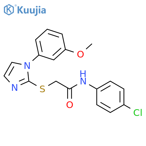 N-(4-chlorophenyl)-2-{1-(3-methoxyphenyl)-1H-imidazol-2-ylsulfanyl}acetamide structure
