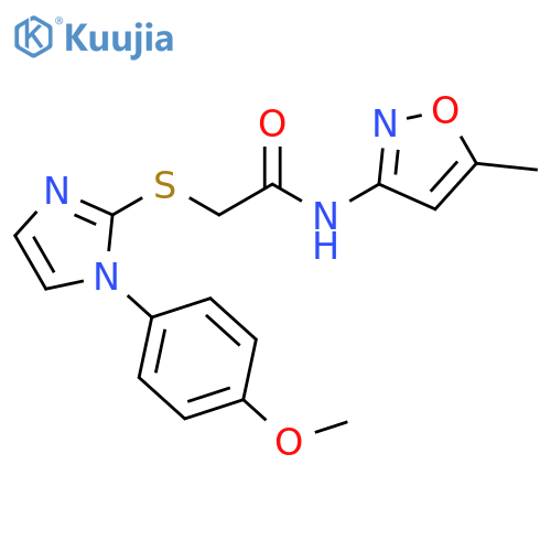 2-{1-(4-methoxyphenyl)-1H-imidazol-2-ylsulfanyl}-N-(5-methyl-1,2-oxazol-3-yl)acetamide structure