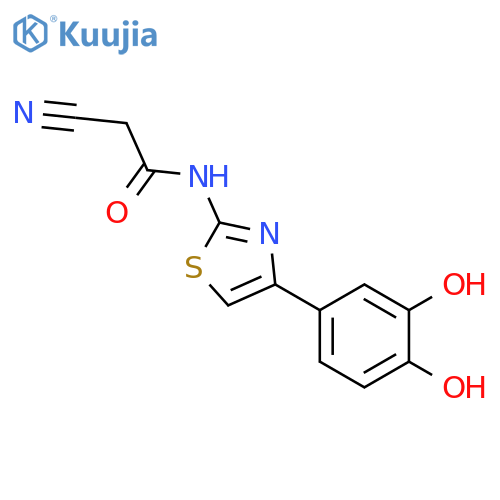 2-cyano-N-[4-(3,4-dihydroxyphenyl)-1,3-thiazol-2-yl]acetamide structure