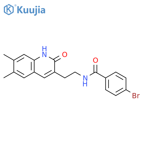 4-bromo-N-2-(6,7-dimethyl-2-oxo-1,2-dihydroquinolin-3-yl)ethylbenzamide structure