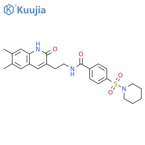 N-2-(6,7-dimethyl-2-oxo-1,2-dihydroquinolin-3-yl)ethyl-4-(piperidine-1-sulfonyl)benzamide structure