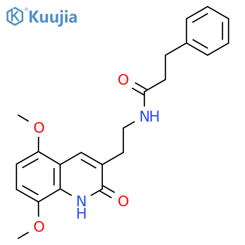 N-2-(5,8-dimethoxy-2-oxo-1,2-dihydroquinolin-3-yl)ethyl-3-phenylpropanamide structure
