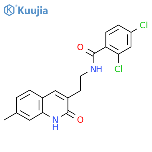 2,4-dichloro-N-2-(7-methyl-2-oxo-1,2-dihydroquinolin-3-yl)ethylbenzamide structure