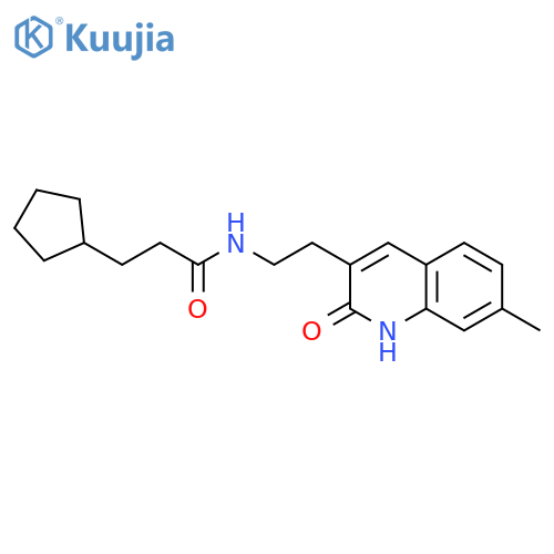 3-cyclopentyl-N-2-(7-methyl-2-oxo-1,2-dihydroquinolin-3-yl)ethylpropanamide structure