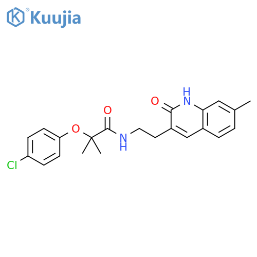 2-(4-chlorophenoxy)-2-methyl-N-2-(7-methyl-2-oxo-1,2-dihydroquinolin-3-yl)ethylpropanamide structure