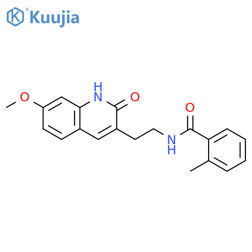 N-2-(7-methoxy-2-oxo-1,2-dihydroquinolin-3-yl)ethyl-2-methylbenzamide structure