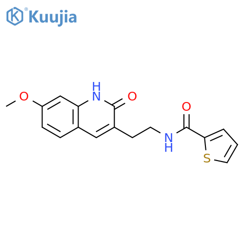 N-2-(7-methoxy-2-oxo-1,2-dihydroquinolin-3-yl)ethylthiophene-2-carboxamide structure