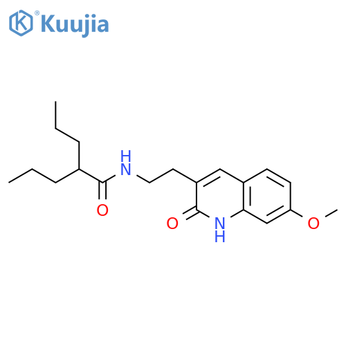 N-2-(7-methoxy-2-oxo-1,2-dihydroquinolin-3-yl)ethyl-2-propylpentanamide structure