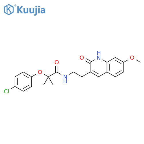 2-(4-chlorophenoxy)-N-2-(7-methoxy-2-oxo-1,2-dihydroquinolin-3-yl)ethyl-2-methylpropanamide structure