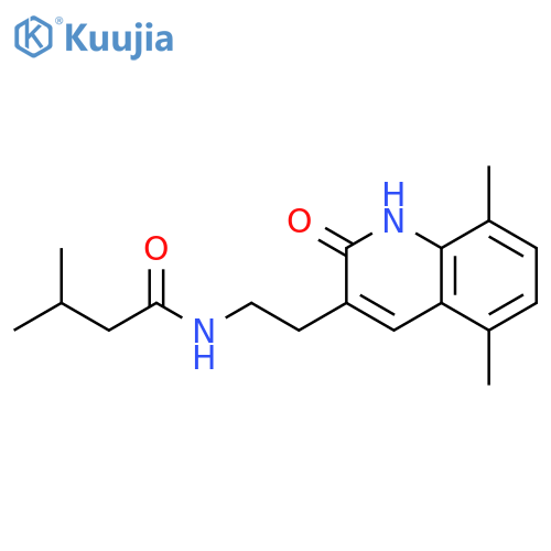 N-2-(5,8-dimethyl-2-oxo-1,2-dihydroquinolin-3-yl)ethyl-3-methylbutanamide structure