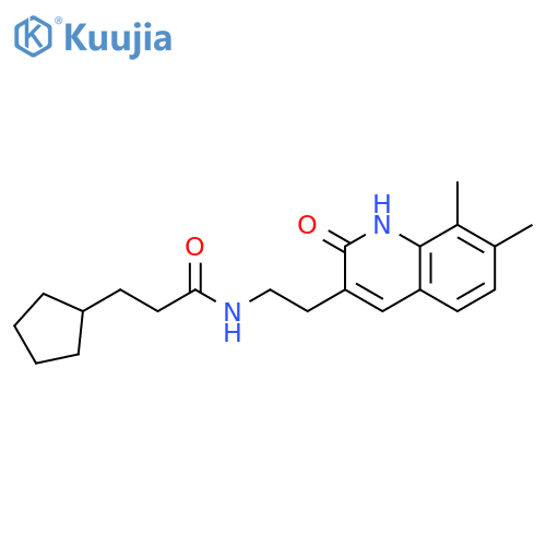 3-cyclopentyl-N-2-(7,8-dimethyl-2-oxo-1,2-dihydroquinolin-3-yl)ethylpropanamide structure