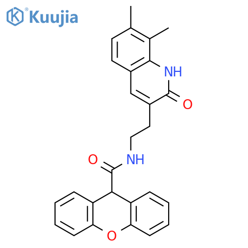 N-2-(7,8-dimethyl-2-oxo-1,2-dihydroquinolin-3-yl)ethyl-9H-xanthene-9-carboxamide structure