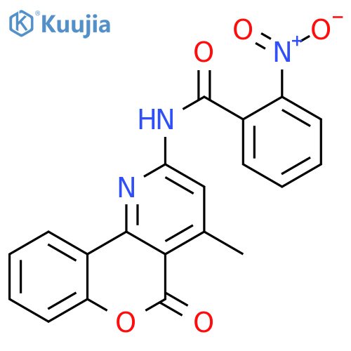 N-{4-methyl-5-oxo-5H-chromeno4,3-bpyridin-2-yl}-2-nitrobenzamide structure