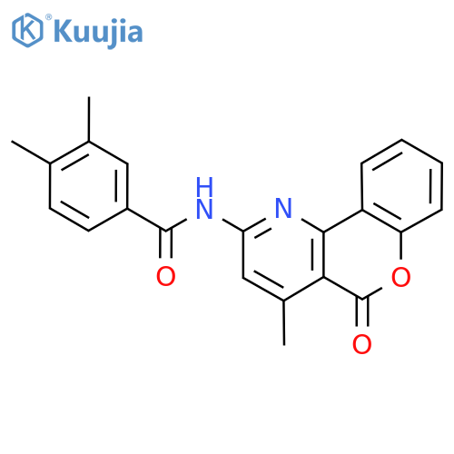 3,4-dimethyl-N-{4-methyl-5-oxo-5H-chromeno4,3-bpyridin-2-yl}benzamide structure