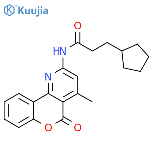 3-cyclopentyl-N-{4-methyl-5-oxo-5H-chromeno4,3-bpyridin-2-yl}propanamide structure
