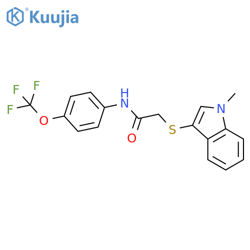 2-(1-methyl-1H-indol-3-yl)sulfanyl-N-4-(trifluoromethoxy)phenylacetamide structure