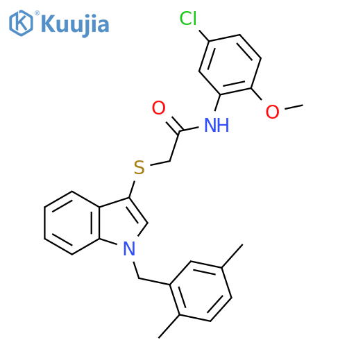 N-(5-chloro-2-methoxyphenyl)-2-({1-(2,5-dimethylphenyl)methyl-1H-indol-3-yl}sulfanyl)acetamide structure