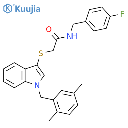 2-({1-(2,5-dimethylphenyl)methyl-1H-indol-3-yl}sulfanyl)-N-(4-fluorophenyl)methylacetamide structure