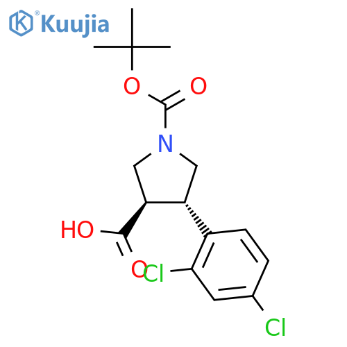 rac-(3R,4S)-1-(tert-butoxy)carbonyl-4-(2,4-dichlorophenyl)pyrrolidine-3-carboxylic acid structure