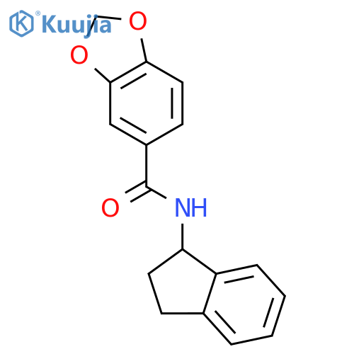 1,3-Benzodioxole-5-carboxamide, N-(2,3-dihydro-1H-inden-1-yl)- structure