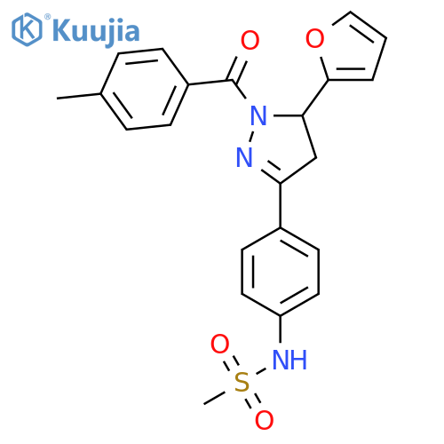 N-[4-[3-(Furan-2-yl)-2-(4-methylbenzoyl)-3,4-dihydropyrazol-5-yl]phenyl]methanesulfonamide structure