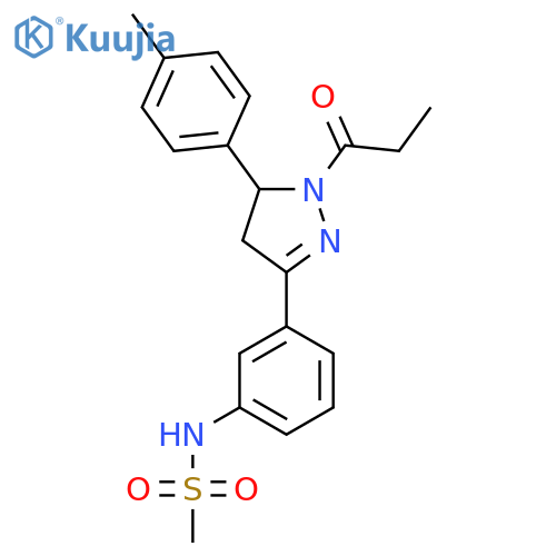 N-{3-5-(4-methylphenyl)-1-propanoyl-4,5-dihydro-1H-pyrazol-3-ylphenyl}methanesulfonamide structure