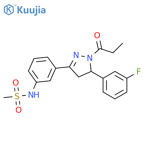 N-{3-5-(3-fluorophenyl)-1-propanoyl-4,5-dihydro-1H-pyrazol-3-ylphenyl}methanesulfonamide structure