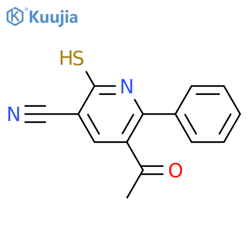 5-acetyl-6-phenyl-2-sulfanylpyridine-3-carbonitrile structure