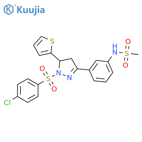 N-{3-1-(4-chlorobenzenesulfonyl)-5-(thiophen-2-yl)-4,5-dihydro-1H-pyrazol-3-ylphenyl}methanesulfonamide structure