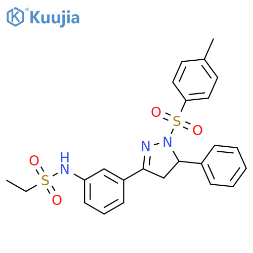 N-{3-1-(4-methylbenzenesulfonyl)-5-phenyl-4,5-dihydro-1H-pyrazol-3-ylphenyl}ethane-1-sulfonamide structure