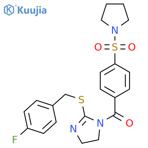 2-{(4-fluorophenyl)methylsulfanyl}-1-4-(pyrrolidine-1-sulfonyl)benzoyl-4,5-dihydro-1H-imidazole structure
