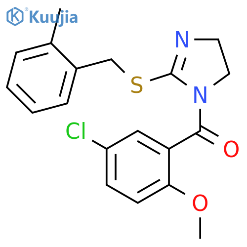 1-(5-chloro-2-methoxybenzoyl)-2-{(2-methylphenyl)methylsulfanyl}-4,5-dihydro-1H-imidazole structure