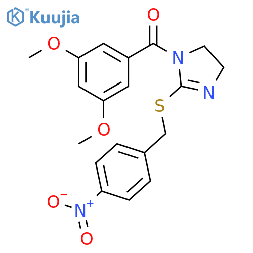 1-(3,5-dimethoxybenzoyl)-2-{(4-nitrophenyl)methylsulfanyl}-4,5-dihydro-1H-imidazole structure
