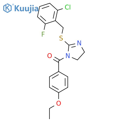 2-{(2-chloro-6-fluorophenyl)methylsulfanyl}-1-(4-ethoxybenzoyl)-4,5-dihydro-1H-imidazole structure