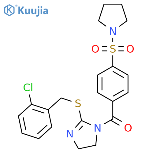 2-{(2-chlorophenyl)methylsulfanyl}-1-4-(pyrrolidine-1-sulfonyl)benzoyl-4,5-dihydro-1H-imidazole structure