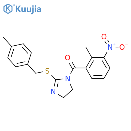 1-(2-methyl-3-nitrobenzoyl)-2-{(4-methylphenyl)methylsulfanyl}-4,5-dihydro-1H-imidazole structure