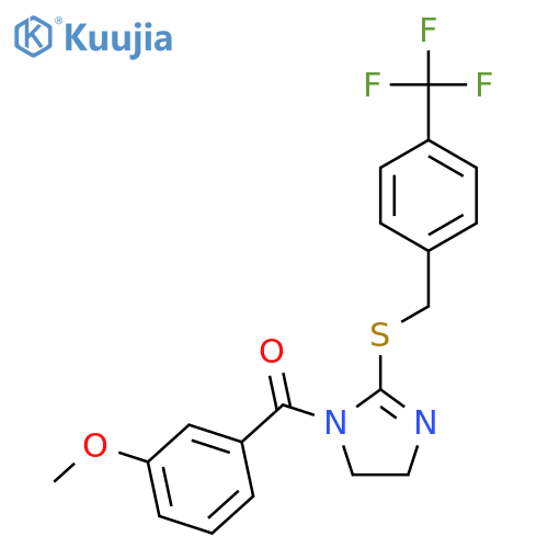 1-(3-methoxybenzoyl)-2-({4-(trifluoromethyl)phenylmethyl}sulfanyl)-4,5-dihydro-1H-imidazole structure