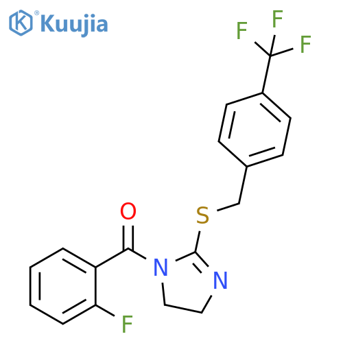 1-(2-fluorobenzoyl)-2-({4-(trifluoromethyl)phenylmethyl}sulfanyl)-4,5-dihydro-1H-imidazole structure