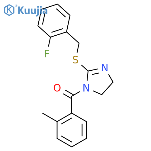 2-{(2-fluorophenyl)methylsulfanyl}-1-(2-methylbenzoyl)-4,5-dihydro-1H-imidazole structure