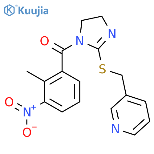 3-({1-(2-methyl-3-nitrobenzoyl)-4,5-dihydro-1H-imidazol-2-ylsulfanyl}methyl)pyridine structure
