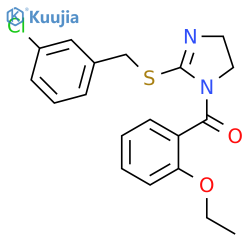 2-{(3-chlorophenyl)methylsulfanyl}-1-(2-ethoxybenzoyl)-4,5-dihydro-1H-imidazole structure