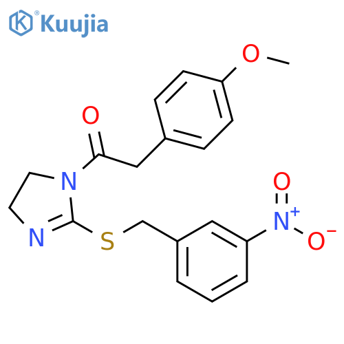 2-(4-methoxyphenyl)-1-(2-{(3-nitrophenyl)methylsulfanyl}-4,5-dihydro-1H-imidazol-1-yl)ethan-1-one structure