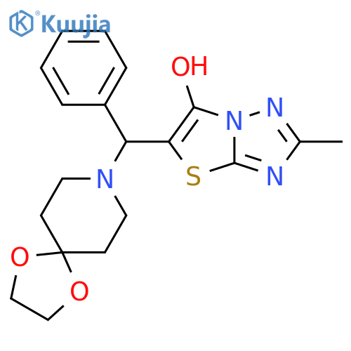 5-({1,4-dioxa-8-azaspiro4.5decan-8-yl}(phenyl)methyl)-2-methyl-1,2,4triazolo3,2-b1,3thiazol-6-ol structure