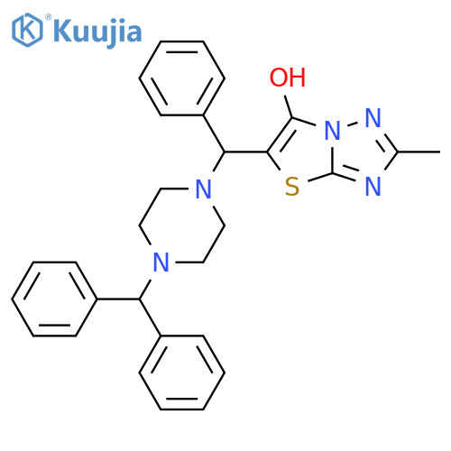 5-{4-(diphenylmethyl)piperazin-1-yl(phenyl)methyl}-2-methyl-1,2,4triazolo3,2-b1,3thiazol-6-ol structure