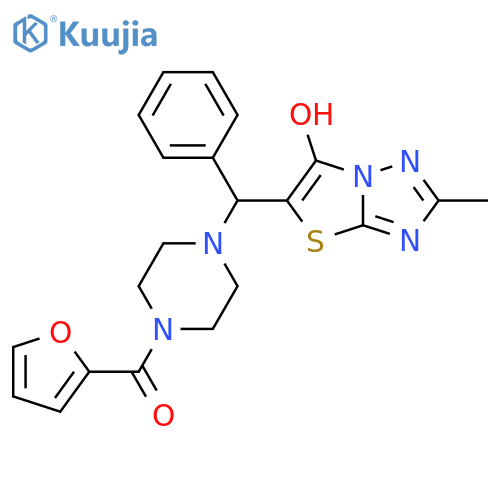 5-{4-(furan-2-carbonyl)piperazin-1-yl(phenyl)methyl}-2-methyl-1,2,4triazolo3,2-b1,3thiazol-6-ol structure