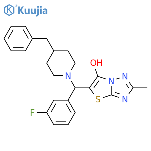 5-(4-benzylpiperidin-1-yl)(3-fluorophenyl)methyl-2-methyl-1,2,4triazolo3,2-b1,3thiazol-6-ol structure