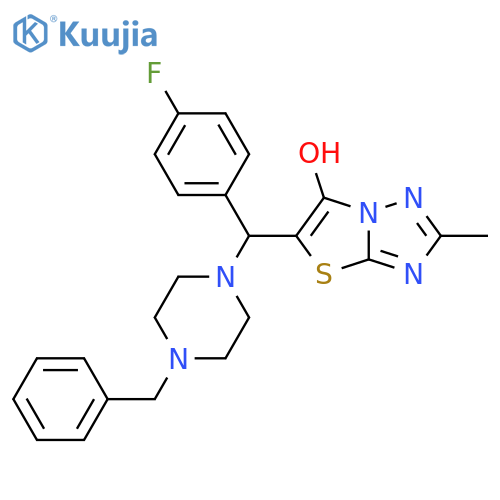 5-(4-benzylpiperazin-1-yl)(4-fluorophenyl)methyl-2-methyl-1,2,4triazolo3,2-b1,3thiazol-6-ol structure