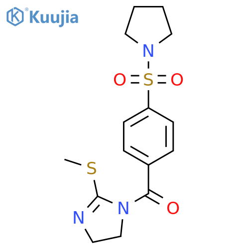 2-(methylsulfanyl)-1-4-(pyrrolidine-1-sulfonyl)benzoyl-4,5-dihydro-1H-imidazole structure