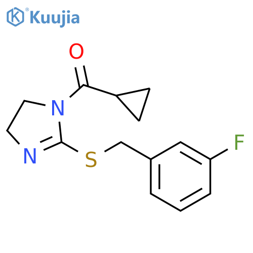 1-cyclopropanecarbonyl-2-{(3-fluorophenyl)methylsulfanyl}-4,5-dihydro-1H-imidazole structure